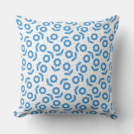 Blaues weißes Blumenmusterdesign Blaue Blumen Kissen