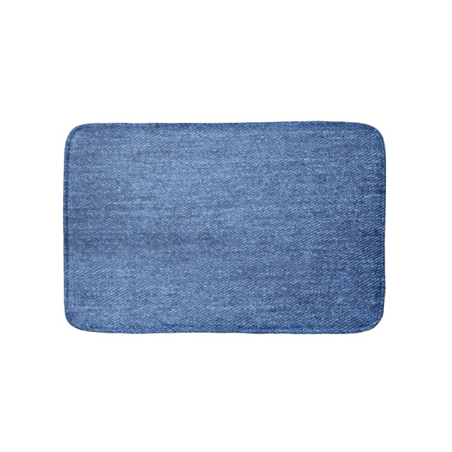 Blaues weißes Denim Textur-Bild Badematte (Vorderseite)