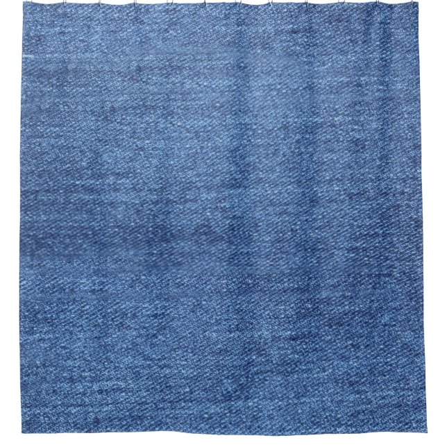 Blaues weißes Denim Textur-Bild Duschvorhang (Vorderseite)
