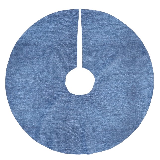 Blaues weißes Denim Textur-Bild Polyester Weihnachtsbaumdecke (Vorderseite)