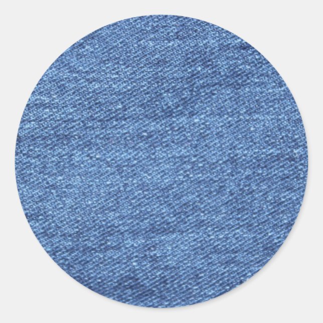 Blaues weißes Denim Textur-Bild Runder Aufkleber (Vorderseite)