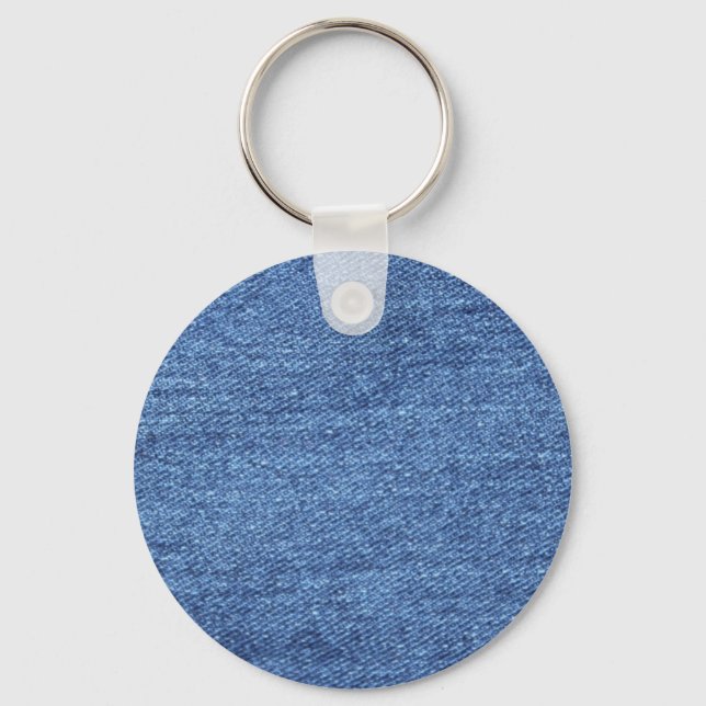 Blaues weißes Denim Textur-Bild Schlüsselanhänger (Vorderseite)