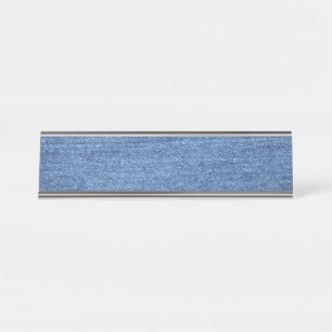 Blaues weißes Denim Textur-Bild Schreibtischnamensplakette