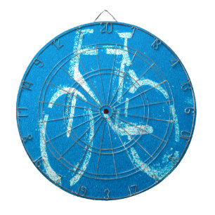 Blaues weißes Fahrrad, Fahrräder signieren Dartscheibe