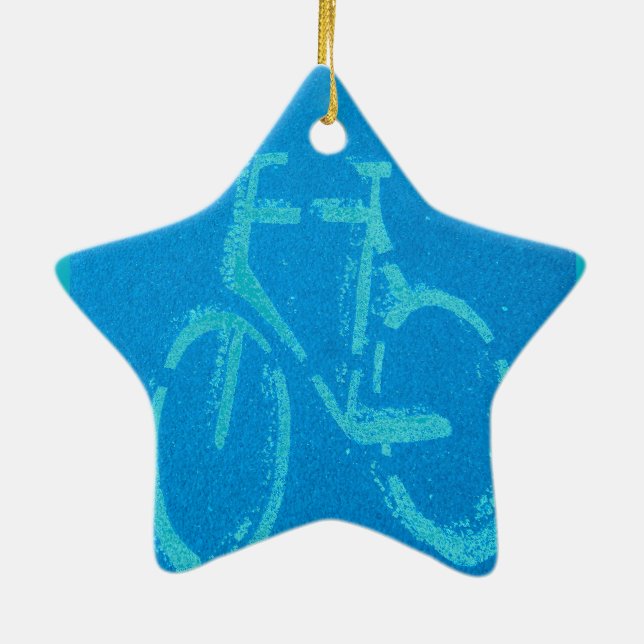 Blaues weißes Fahrrad, Fahrräder signieren Keramikornament (Hinten)
