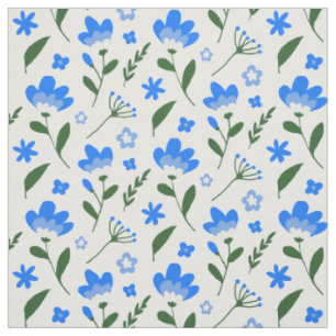 Blaues, weißes, florales Muster Stoff
