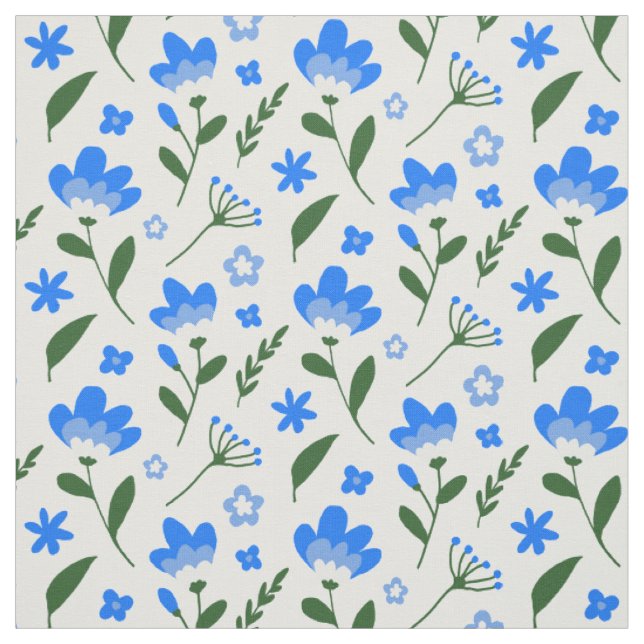 Blaues, weißes, florales Muster Stoff (Muster)
