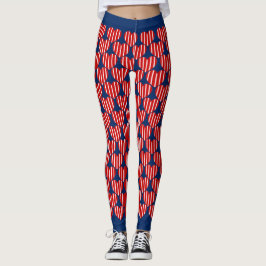 Blaues, weißes, gelbgestrichenes Herzmuster Leggings