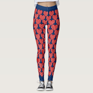 Blaues, weißes, gelbgestrichenes Herzmuster Leggings