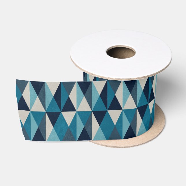 Blaues weißes geometrisches Muster Satinband (Spule)