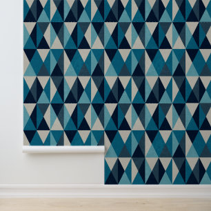 Blaues weißes geometrisches Muster Tapete