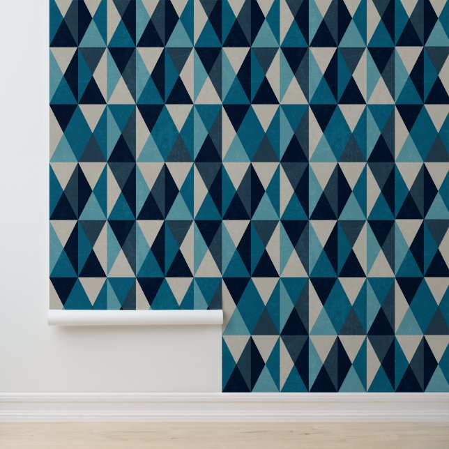 Blaues weißes geometrisches Muster Tapete (Anwendung)