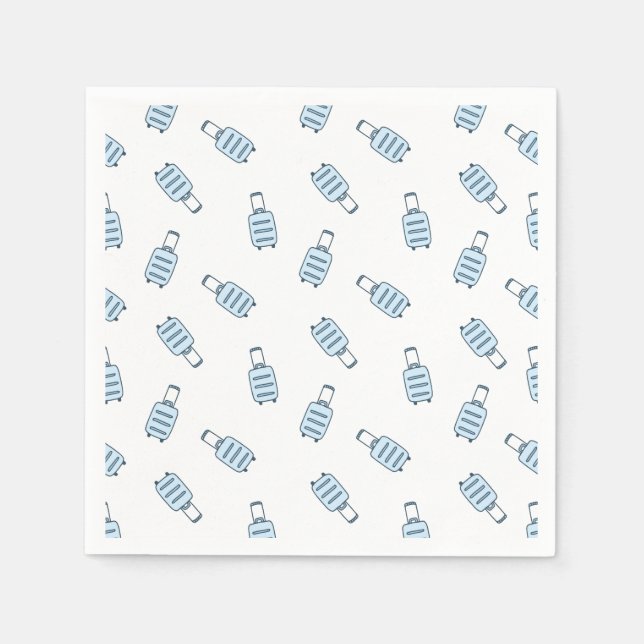 Blaues weißes Gepäck-Gehäuse Nahtloses Muster Serviette (Vorderseite)