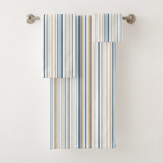 Blaues weißes goldenes Badezimmer Badhandtuch Set