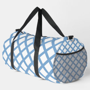 Blaues weißes Harlequin Diamant Strippmuster Duffle Bag
