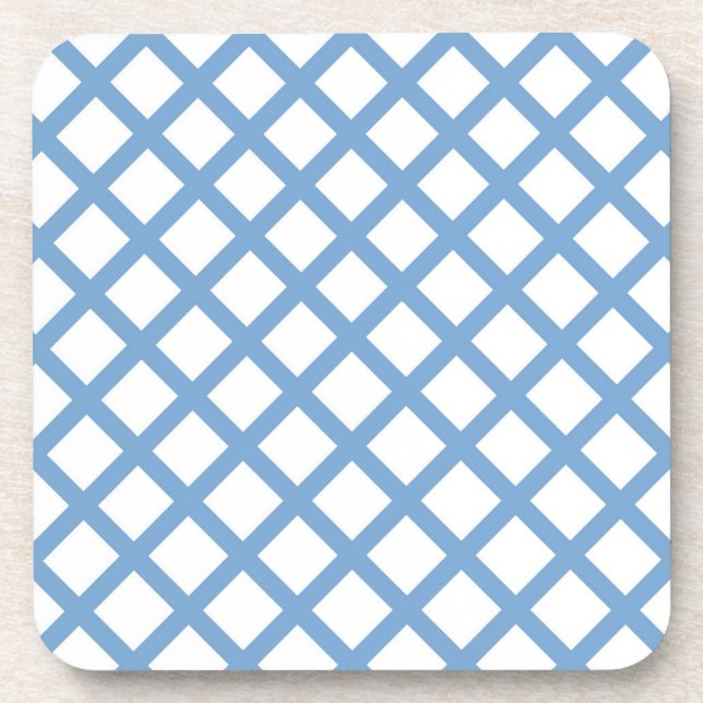 Blaues weißes Harlequin Diamant Strippmuster Getränkeuntersetzer (Vorderseite)