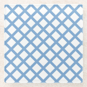 Blaues weißes Harlequin Diamant Strippmuster Glasuntersetzer