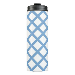 Blaues weißes Harlequin Diamant Strippmuster Thermosbecher