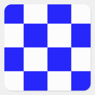 Blaues weißes kariertes Quadrat NOVEMBERS Quadratischer Aufkleber