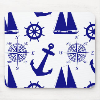 Blaues weißes Küstenschiff Mousepad