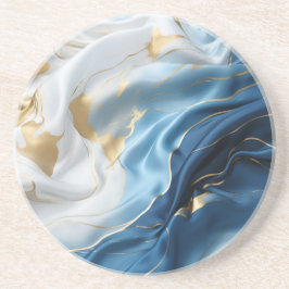 Blaues weißes Marmor mit goldenem Seidenaussehen Getränkeuntersetzer