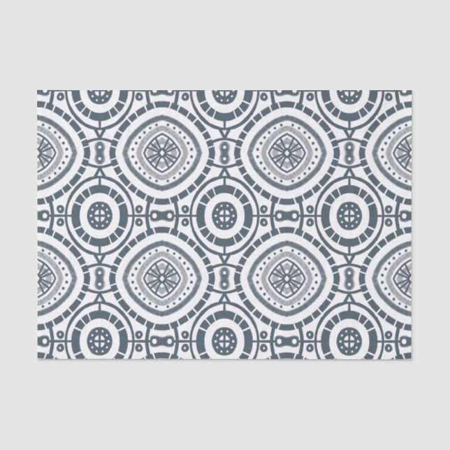 Blaues weißes Muster für den Denim Circle Tile Seidenpapier (Vorderseite)