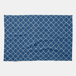 Blaues weißes Quatrefoil Küchen-Stoff-Tuch Handtuch