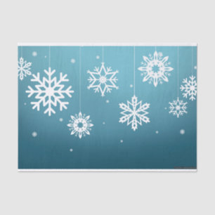 Blaues weißes Schneeflocke-Muster-Weihnachten Seidenpapier