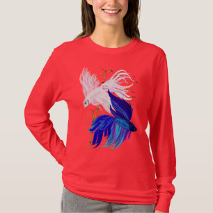 Blaues weißes siamesisches kämpfendes Fisch-Shir T-Shirt