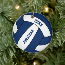 Blaues weißes Sportteam - Jungen Volleyball Keramik Ornament