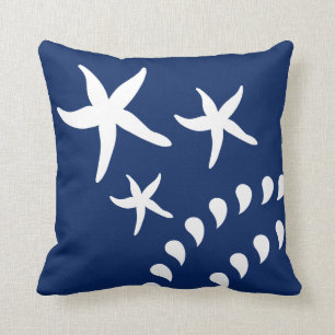 Blaues weißes Starfish-Strand-Haus dekorativ Kissen