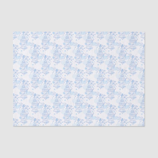 Blaues weißes Vogelkäfigpapier Seidenpapier (Vorderseite)