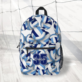 Blaues weißes Volleyballmuster mit Name des Spiele Bedruckter Rucksack