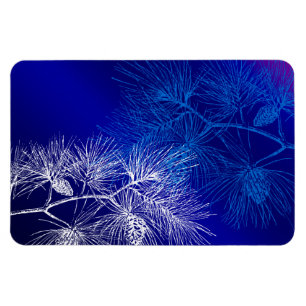 Blaues weißes Winterpine Muster Flexible Magnet