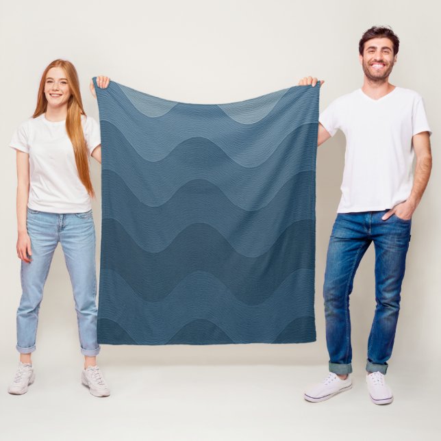 Blaues wellenförmiges Muster Fleecedecke (Beispiel)