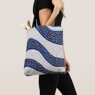 Blaues Wellenmuster 04 Tasche
