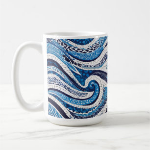 Blaues Wellenmuster 05 Kaffeetasse