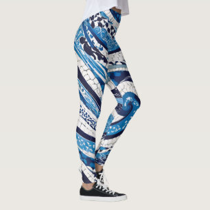 Blaues Wellenmuster 05 Leggings