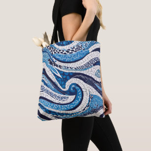 Blaues Wellenmuster 05 Tasche