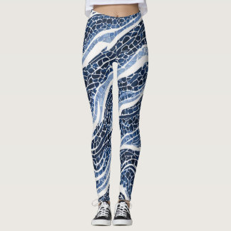 Blaues Wellenmuster 15 Leggings