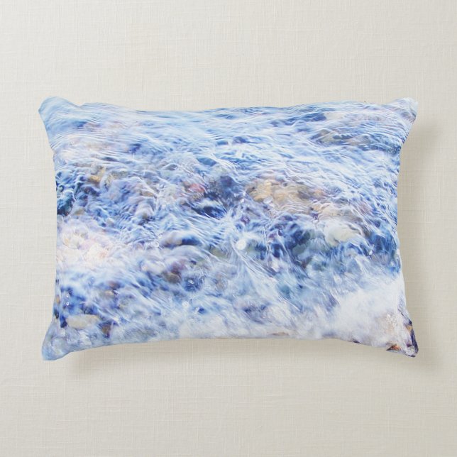 Blaues Wellenwasser Dekokissen (Vorderseite)