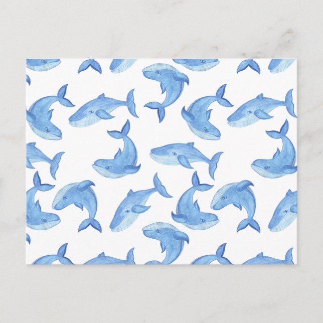 Blaues Whale-Muster Postkarte (Vorderseite)