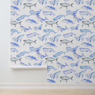 Blaues Whale-Muster Tapete