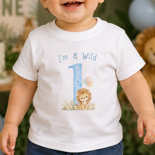 Blaues Wild One First Birthday Baby T-Shirt
