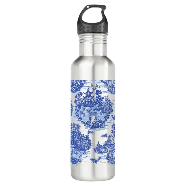 Blaues Wildtierkaninchen Edelstahlflasche (Vorderseite)