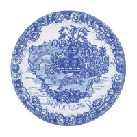 Blaues Willow Rabbit Island White Whimsical Toile 