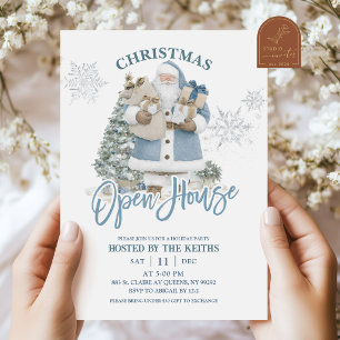 Blaues Winter-Weihnachts-Open-Haus Einladung
