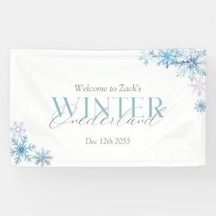 blaues Winter Wonderland-Schneeflocken-Taufbanner  Banner