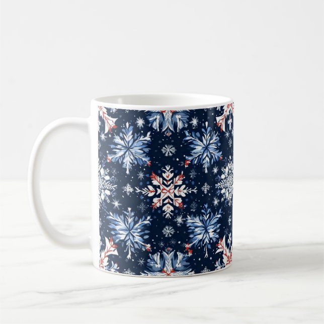 Blaues Wintermuster Kaffeetasse (Links)