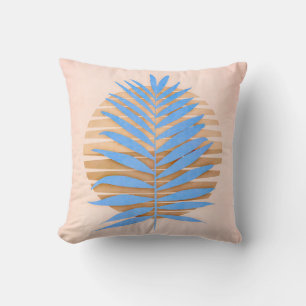 Blaues Wurfkissen mit Palmenwedel Kissen